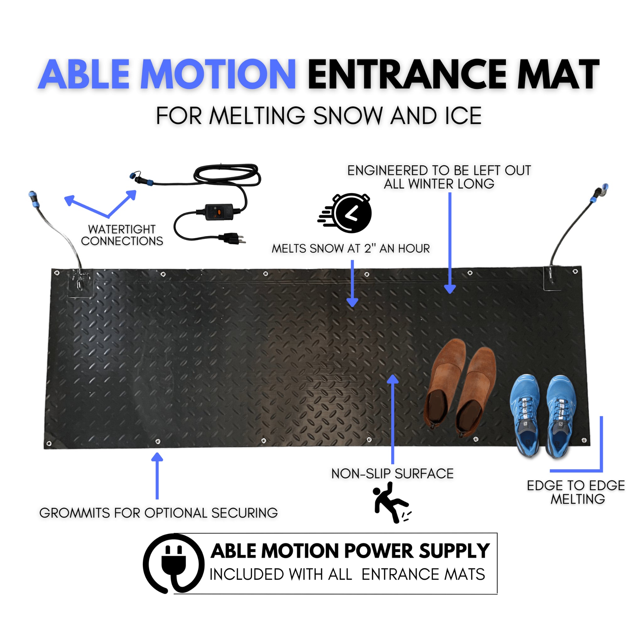 Able Motion Mobility Winter Safety AMM Able Motion Mobility 20” x 60” Snow and Ice Melting Walkway Heated Mat Kit